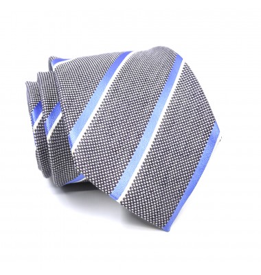 Striped Tie in Grey Blue By Romeo Gigli