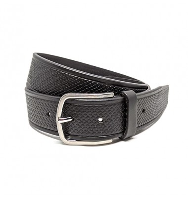 Black Textured Belt By Miguel Bellido