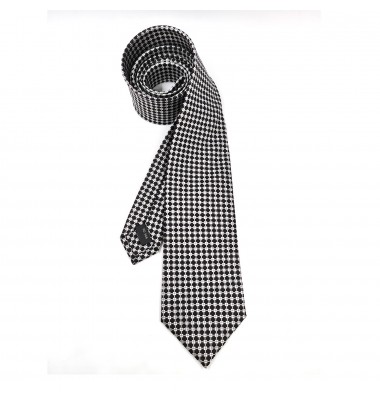 Nishijin Grid Necktie in Silver