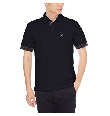 Sakura Mens Polo Shirt in Black