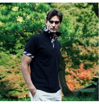 Samurai Mens Polo Shirt in Navy Blue