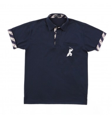 Samurai Embroidery Mens Polo Shirt in Navy